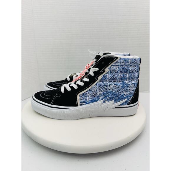 VANS Sk8-Hi Bolt Liquify Black Blue Suede Skateboard Shoes Mens 8.5 Womens 10 - Picture 1 of 11